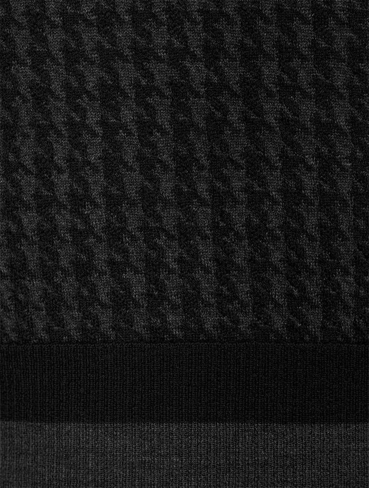 Micro Houndstooth Jacquard Merino Wool Turtleneck Sweater