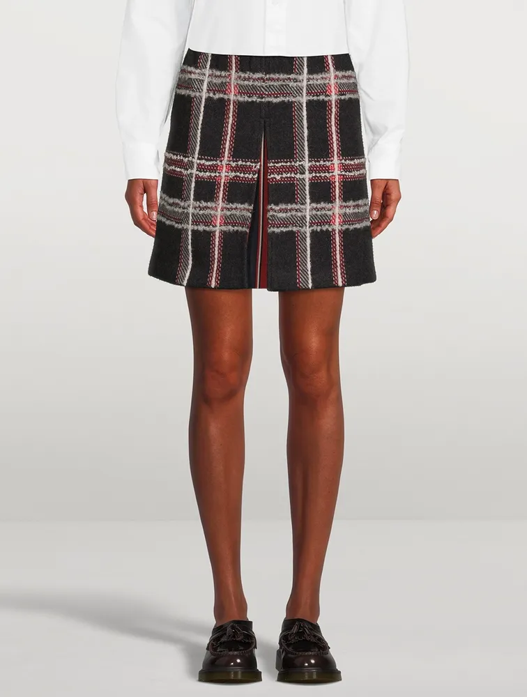 Hairline Madras Check Jacquard Mini Skirt