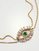 18K Gold Evil Eye Bracelet With Emerald And Diamonds
