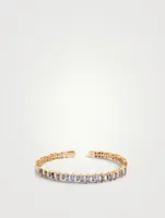 Fireworks 18K Gold Bangle Cuff Bracelet With Blue Sapphire And Diamonds