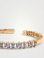 Fireworks 18K Gold Bangle Cuff Bracelet With Blue Sapphire And Diamonds