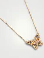 Fireworks 18K Gold Butterfly Pendant Necklace With Sapphire And Diamonds