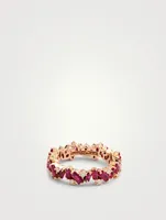 Fireworks 18K Rose Gold Eternity Band With Ruby And Diamonds