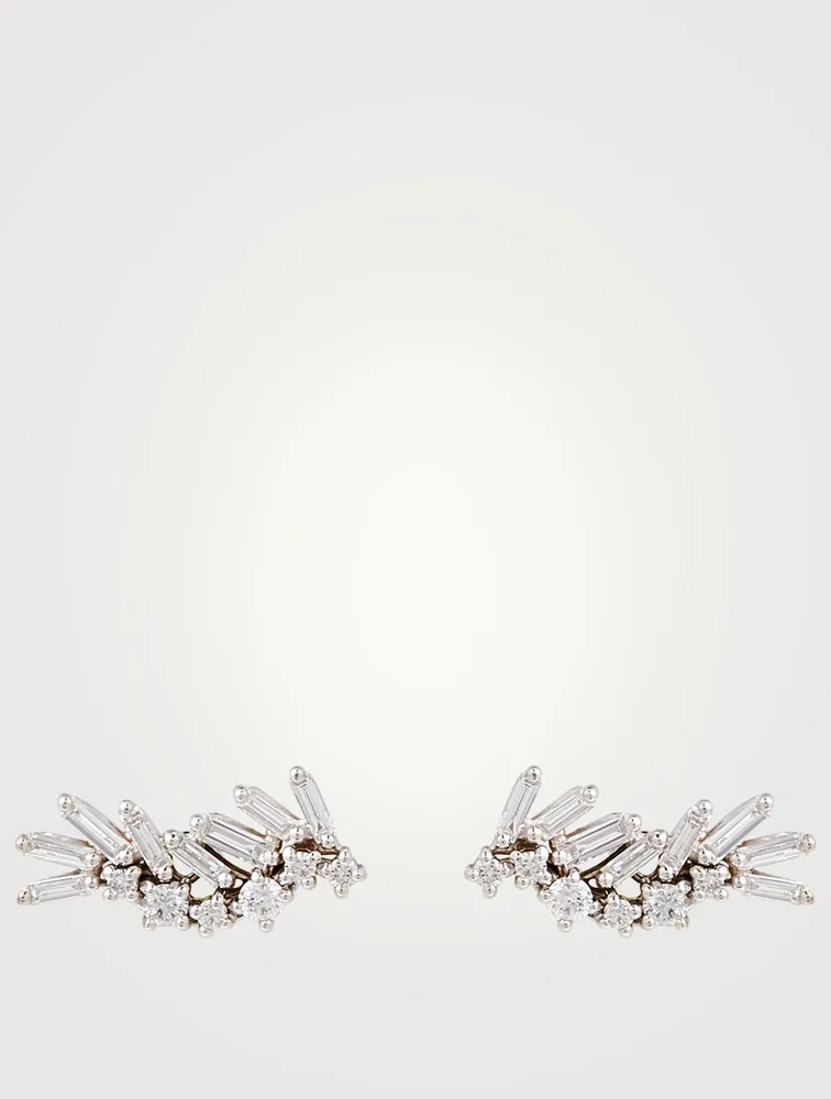 Fireworks 18K White Gold Earrings With Diamonds