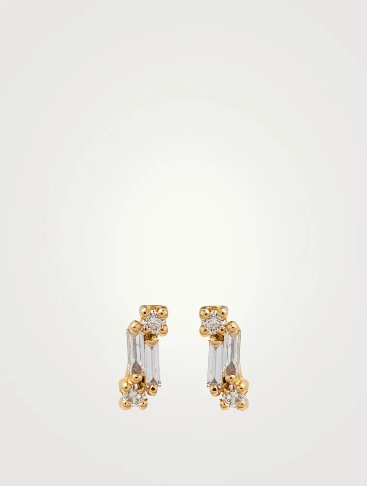 Fireworks 18K Gold Cali Classic Stud Earrings With Diamonds