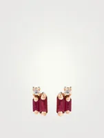 Fireworks 18K Rose Gold Stud Earrings With Rubies And Diamonds