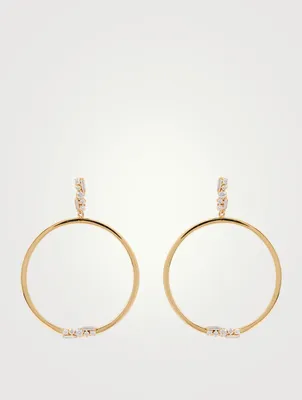 Fireworks 18K Gold Drop Hoop Earrings With Diamonds