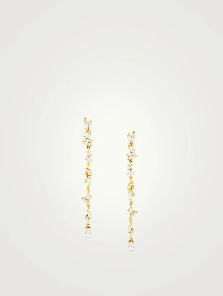 Fireworks 18K Gold Iva Linear Earrings With Diamonds