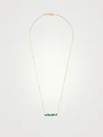 Fireworks 18K Gold Bar Necklace With Emeralds And Diamonds