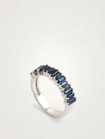 Fireworks 18K White Gold Half-Band Ring With Blue Sapphire