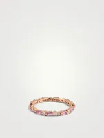 Fireworks 18K Rose Gold Thin Mix Eternity Band With Pink Sapphire And Diamonds