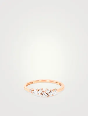 Small Fireworks 18K Rose Gold Sparkler Ring With Diamonds