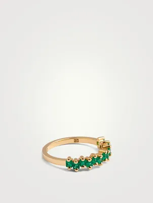 Fireworks 18K Gold Half-Band Ring With Emeralds