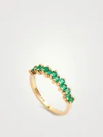 Fireworks 18K Gold Half-Band Ring With Emeralds