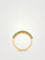 Fireworks 18K Gold Half-Band Ring With Emeralds