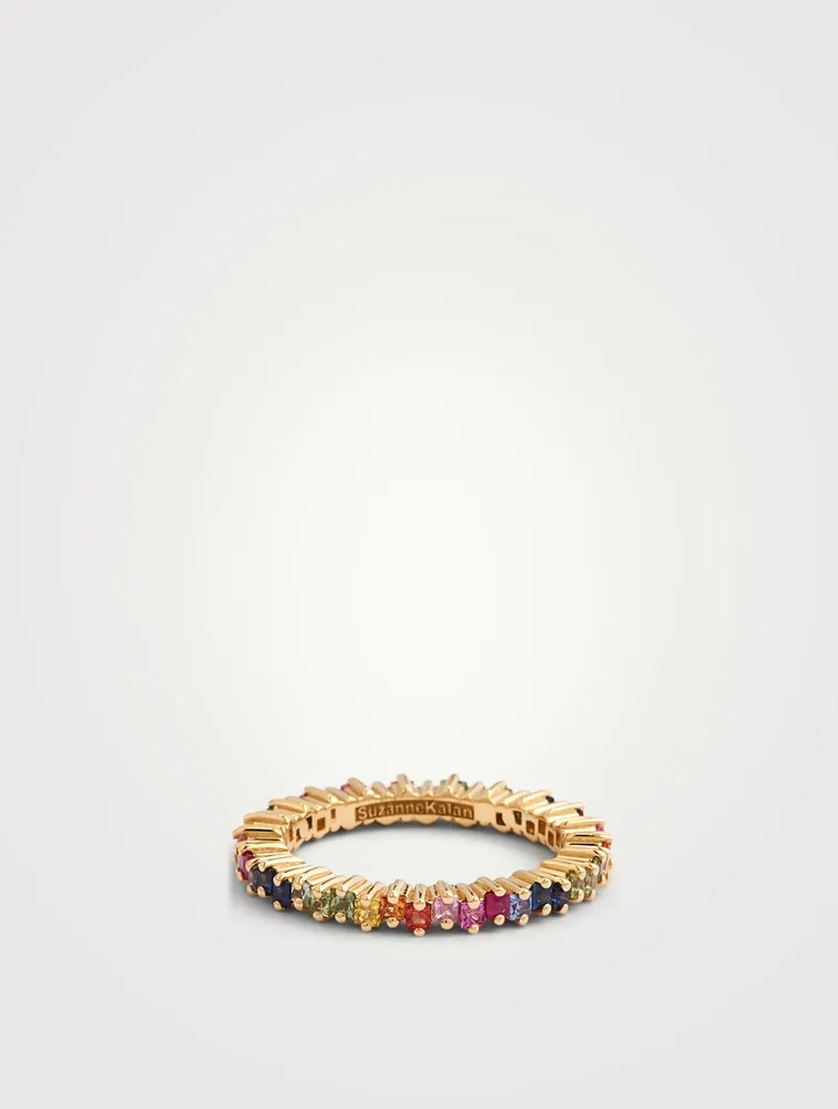 Fireworks 18K Gold Eternity Band With Rainbow Sapphires