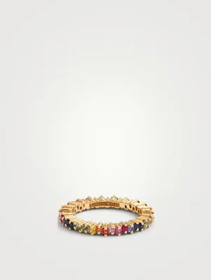 Fireworks 18K Gold Eternity Band With Rainbow Sapphires