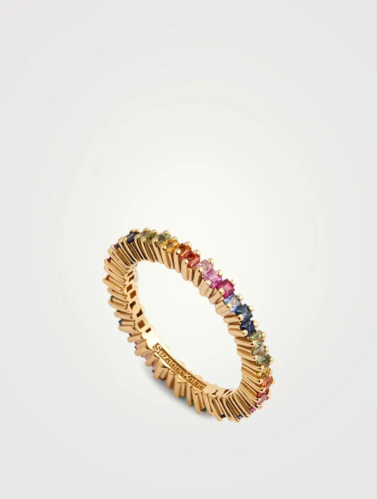 Fireworks 18K Gold Eternity Band With Rainbow Sapphires