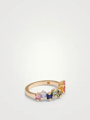 Fireworks 18K Gold Half-Band With Rainbow Sapphires