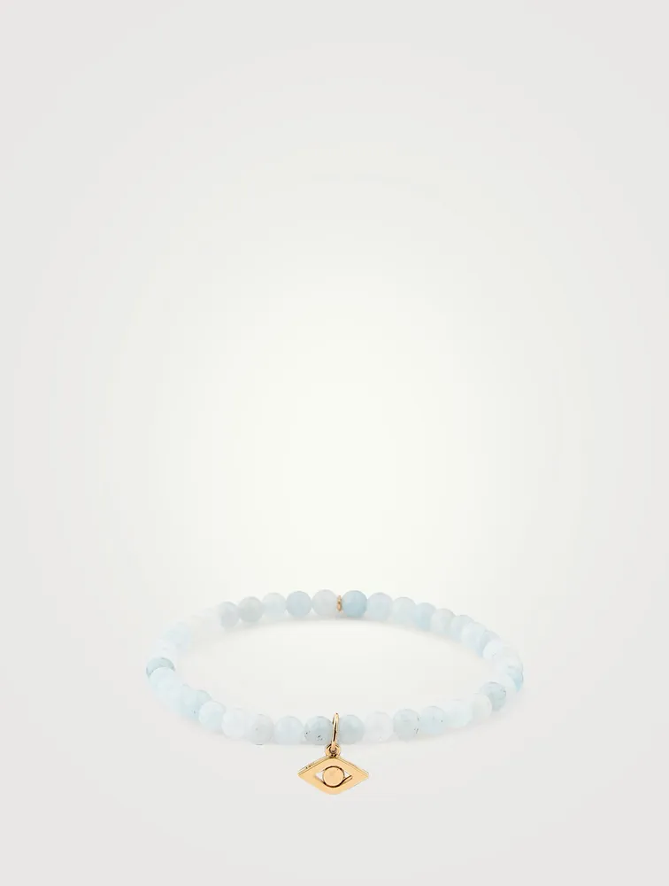 Beaded Bracelet With 14K Gold Evil Eye Charm