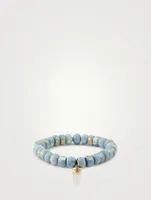 Beaded Bracelet With 14K Gold Diamond Evil Eye Crystal Charm