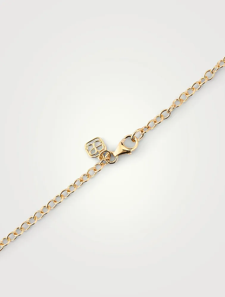 14K Gold Evil Eye Charm Necklace With Diamonds