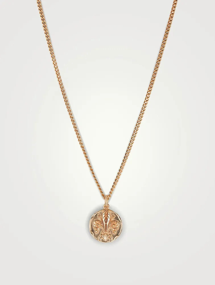 24K Goldplated Lily Coin Pendant Necklace