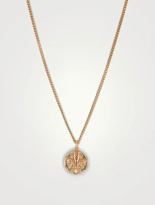 24K Goldplated Lily Coin Pendant Necklace