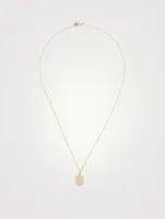 14K Gold Love Script Crest Necklace With Diamonds