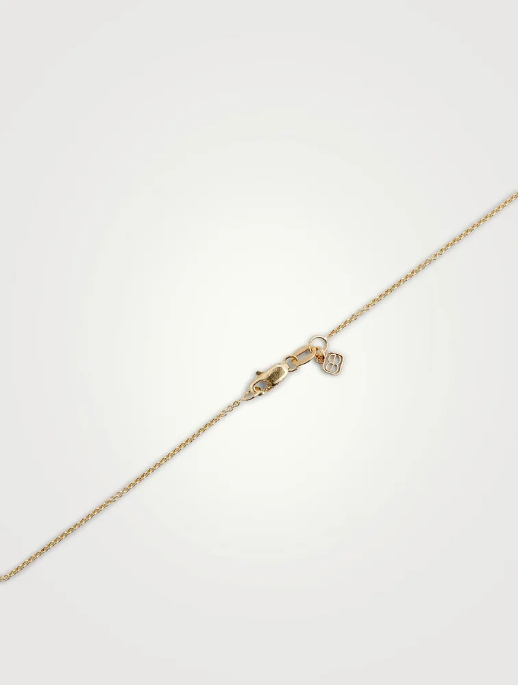 14K Gold Love Script Crest Necklace With Diamonds