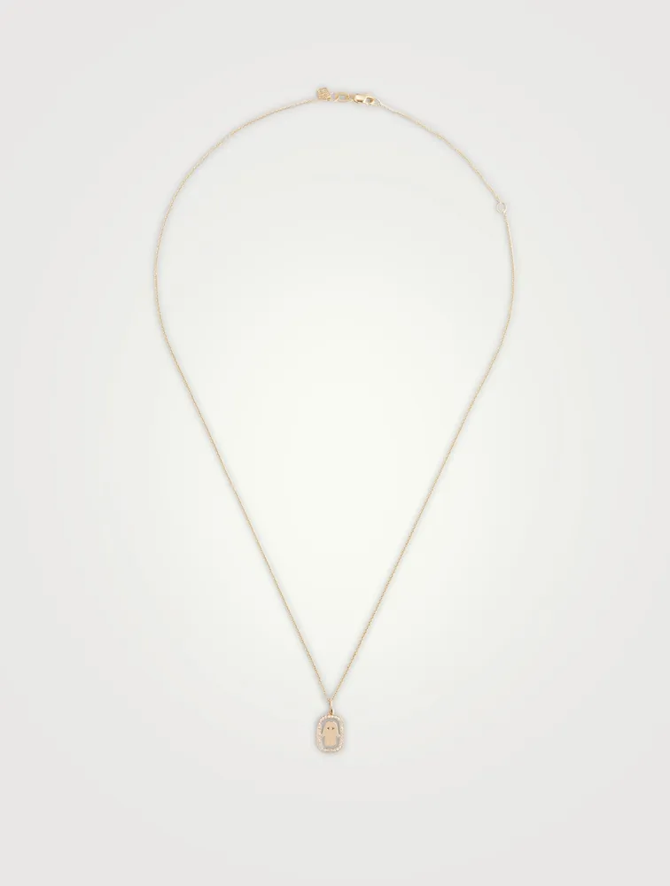 14K Gold Hamsa Necklace With Diamonds