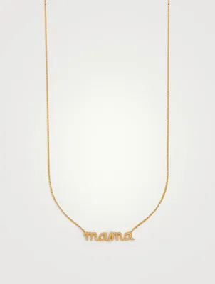 14K Gold Mama Necklace With Diamonds