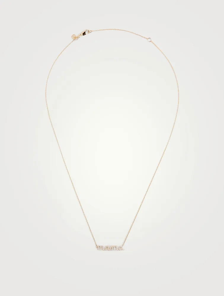 14K Gold Mama Necklace With Diamonds