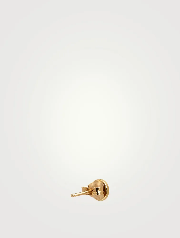 14K Gold Happy Face Stud Earring With Diamonds