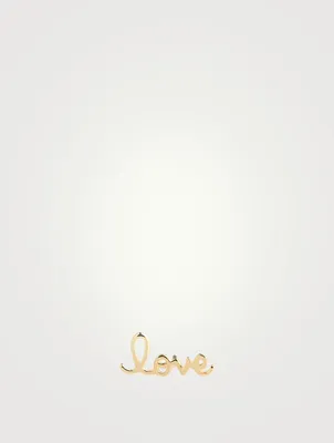 14K Gold Love Script Earring