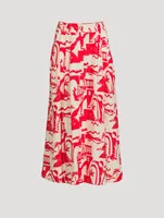 Tulay Hemp A-Line Midi Skirt Helios Print