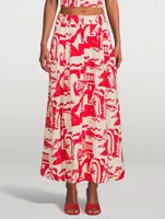 Tulay Hemp A-Line Midi Skirt Helios Print