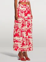 Tulay Hemp A-Line Midi Skirt Helios Print