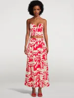 Tulay Hemp A-Line Midi Skirt Helios Print
