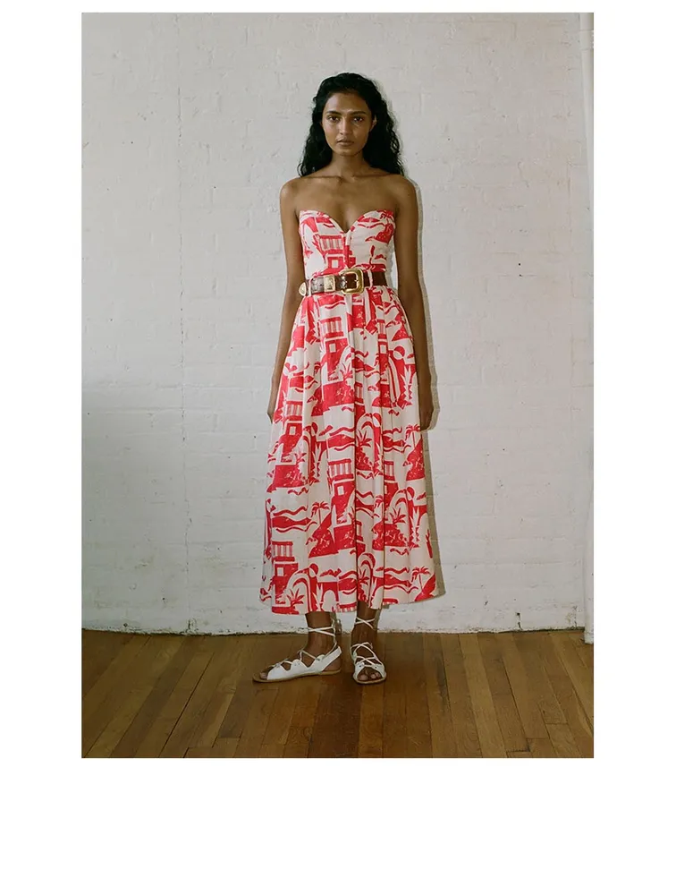 Tulay Hemp A-Line Midi Skirt Helios Print
