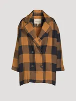 Clem Linen Double-Breasted Jacket Gingham Print