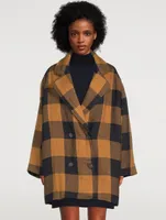 Clem Linen Double-Breasted Jacket Gingham Print