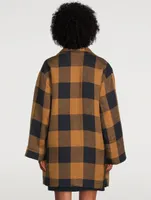 Clem Linen Double-Breasted Jacket Gingham Print