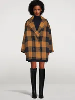 Clem Linen Double-Breasted Jacket Gingham Print