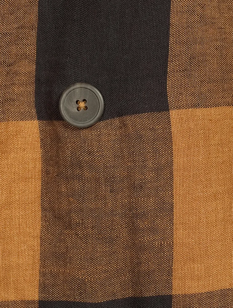 Clem Linen Double-Breasted Jacket Gingham Print