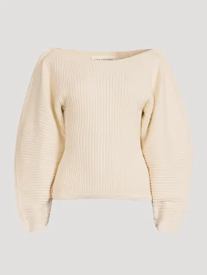 Nasira Ribbed Organic Cotton Boatneck Sweater