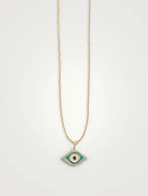 14K Gold Evil Eye Necklace With Diamonds