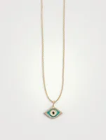 14K Gold Evil Eye Necklace With Diamonds