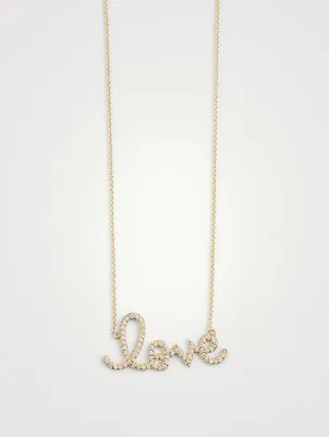 Large 14K Gold Love Necklace With Diamonds