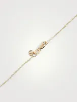 Large 14K Gold Love Necklace With Diamonds